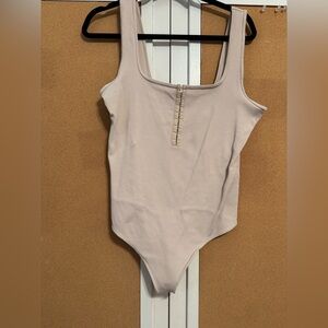 Abercrombie & Fitch Seamless Rib Fabric Hook-and-Eye Henley Bodysuit